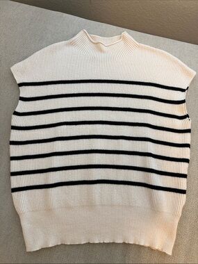 Striped Mockneck Sleeveless Sweater